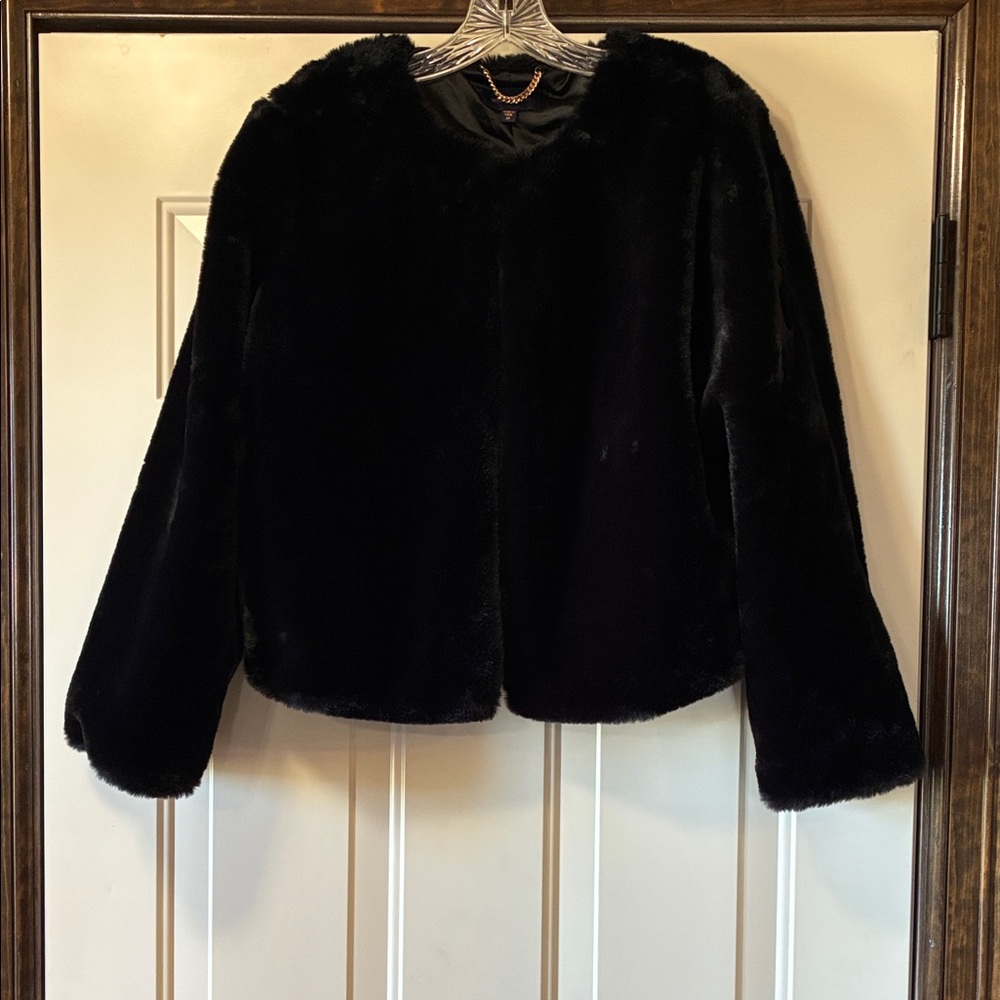 Like New Medium Black Faux Fur Jacket - Skies Are Blue Brand (ABBA)